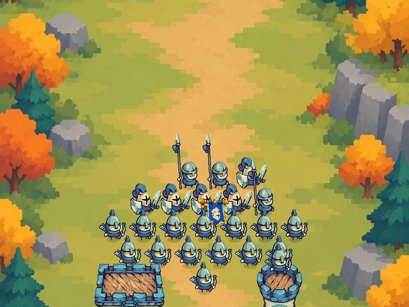 Goldspire's soldiers march out to meet a wave in the autumn frontier